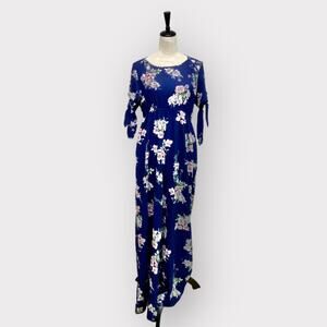 Xhilaration One Piece Jumpsuit Floral Print Blue Size L